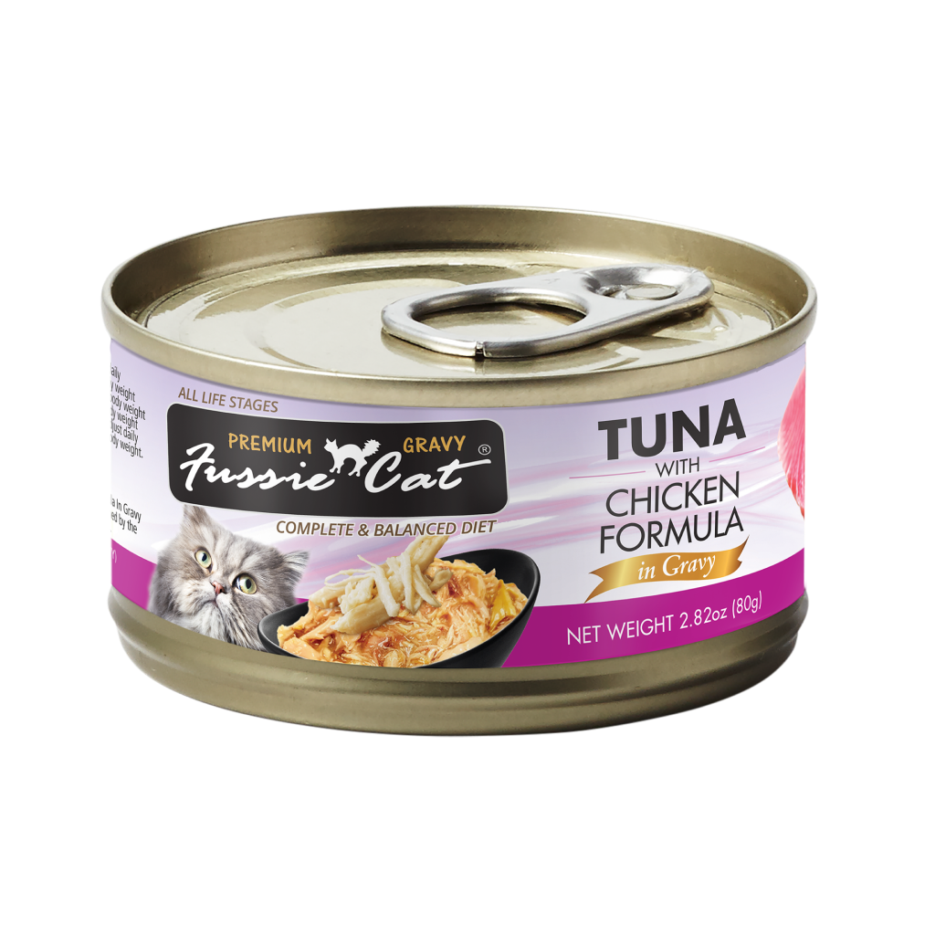 Fussie Cat Tuna Chicken In Gravy Wet Cat Wood 2.82oz