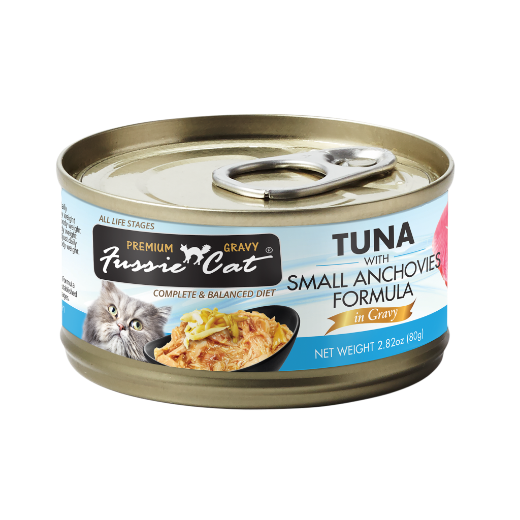 Fussie Cat Premium Tuna w/Small Anchovies in Gravy Wet Cat Wood 2.82oz