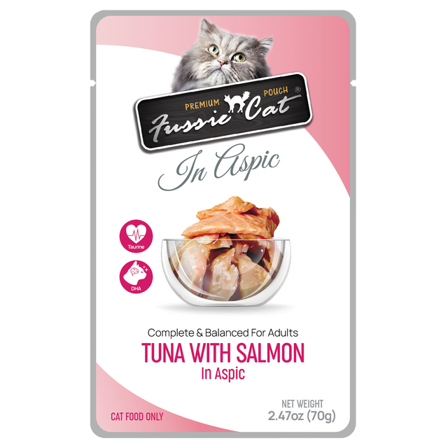 Fussie Cat Premium Tuna w/ Salmon in Aspic Pouch 2.47oz