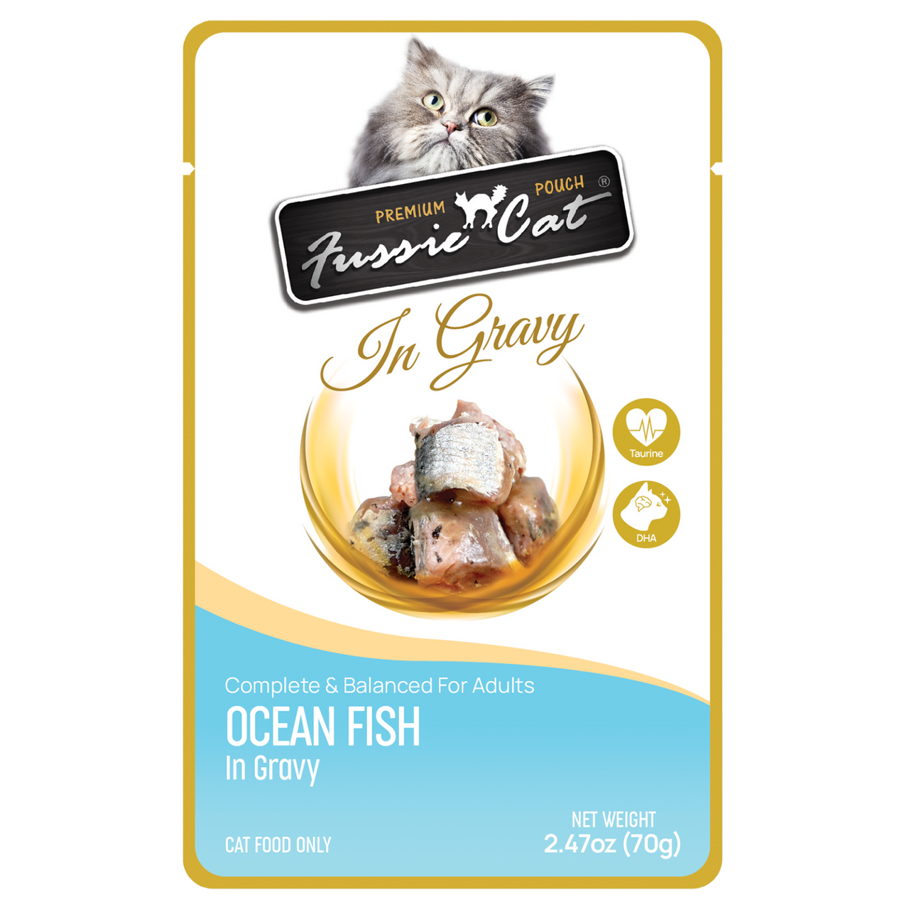 Fussie Cat Premium Ocean Fish in Gravy Pouch 2.47oz