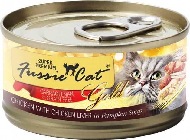 Fussie Cat Gold Chicken Liver Pumpkin Can Cat Food 2.82oz