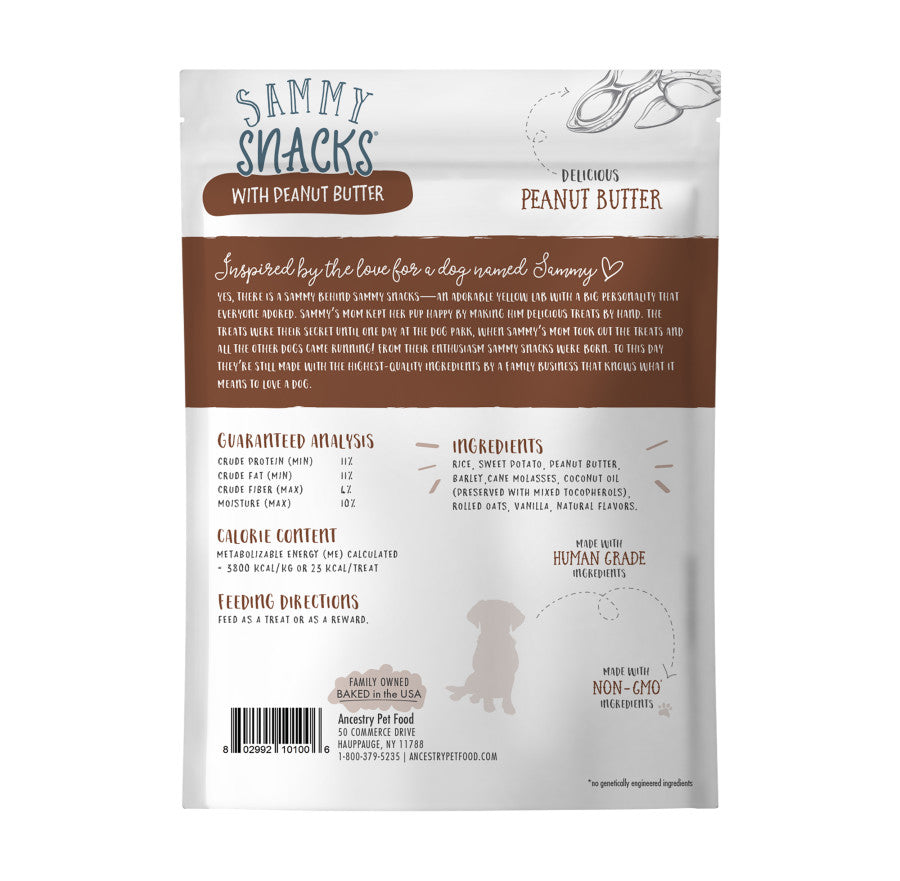 Health Extension Ancestry Sammy Snacks w/ Peanut Butter Dog Treats Peanut Butter