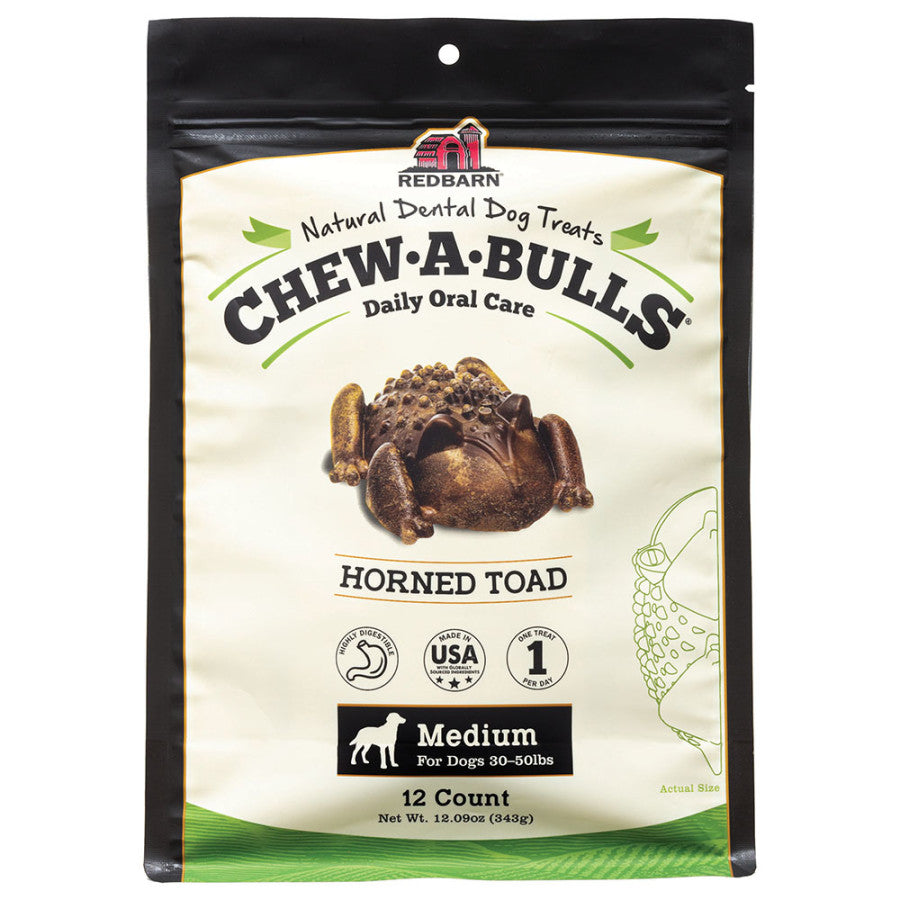 Redbarn Pet Products Chew-A-Bulls Dental Dog Treat Toad