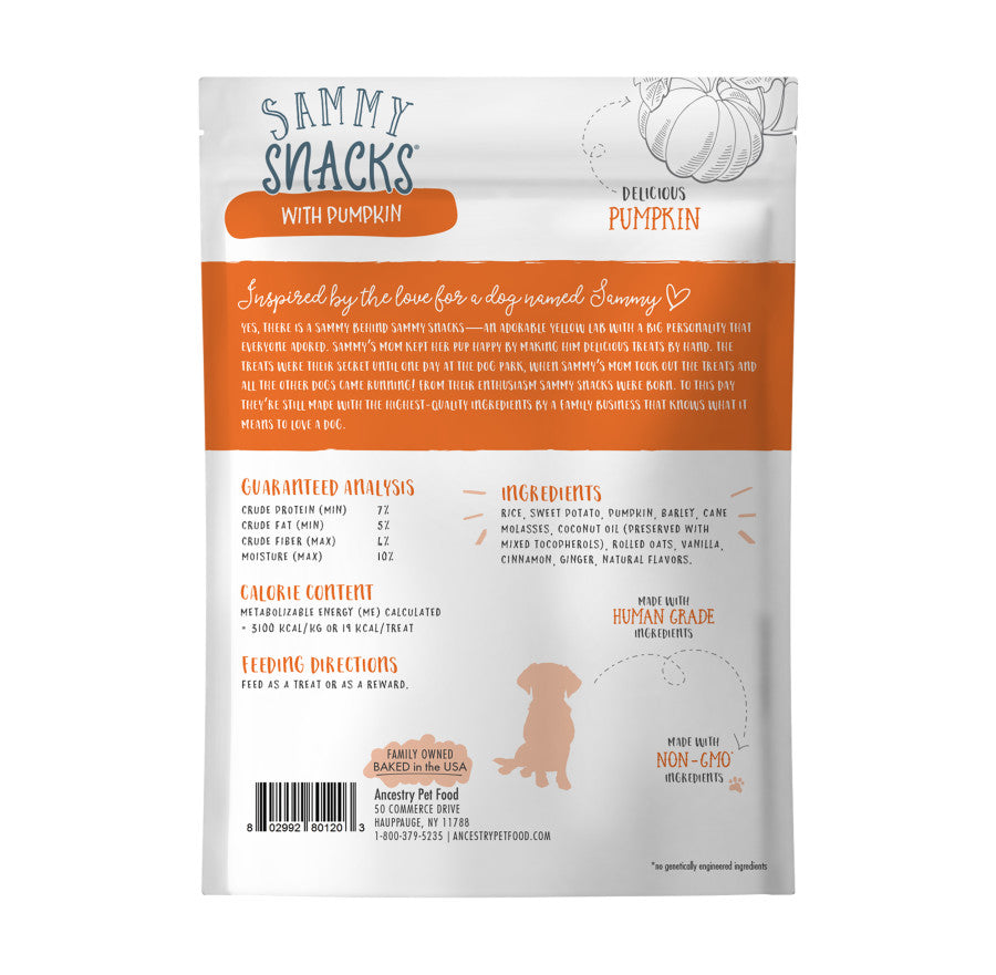 Health Extension Ancestry Sammy Snacks w/ Pumpkin Dog Treats Pumpkin