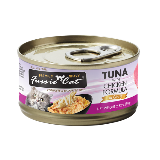 Fussie Cat Tuna Chicken In Gravy Wet Cat Wood 2.82oz