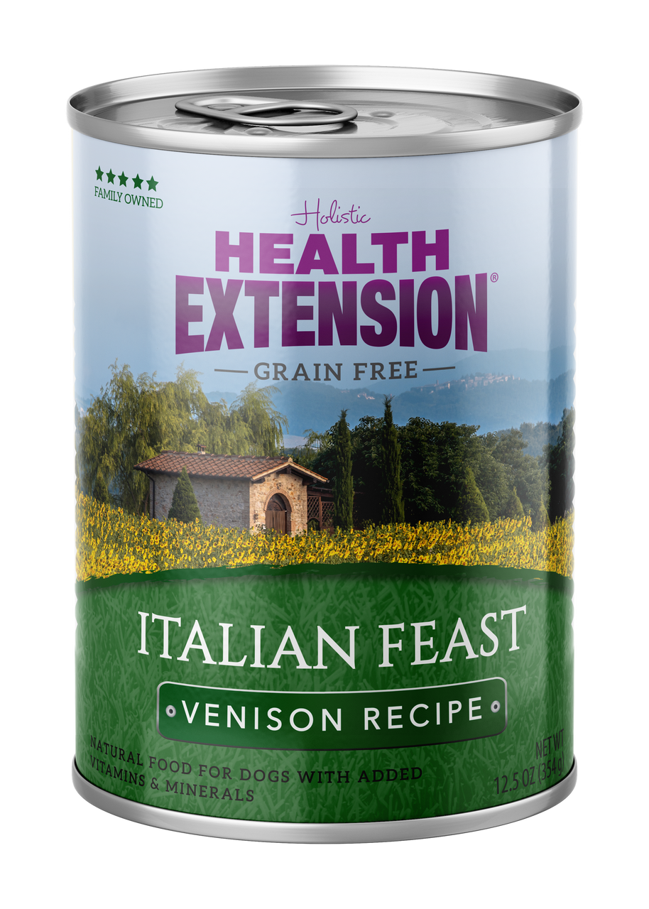 Health Extension Grain Free Italian Feast Venison Recipe Canned Dog Food 12.5 Oz