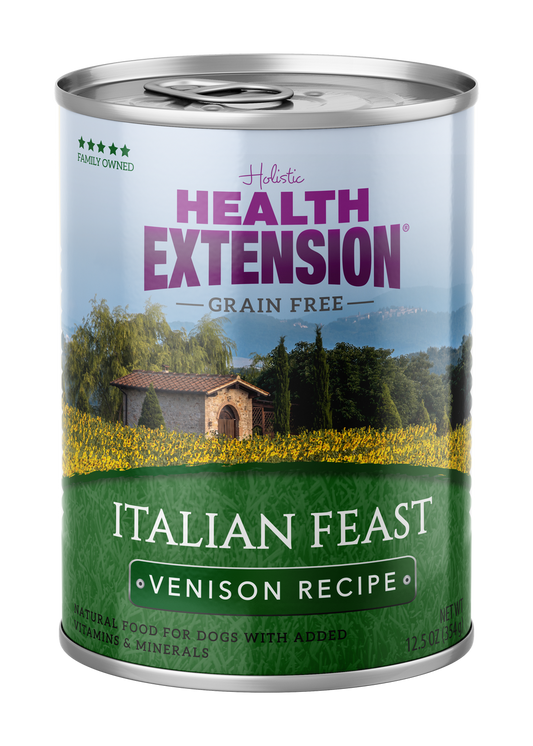 Health Extension Grain Free Italian Feast Venison Recipe Canned Dog Food 12.5 Oz