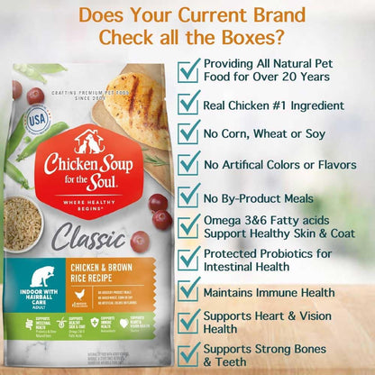 Chicken Soup For The Soul Classic Dry Indoor Adult Cat Food, Chicken & Brown Rice Recipe
