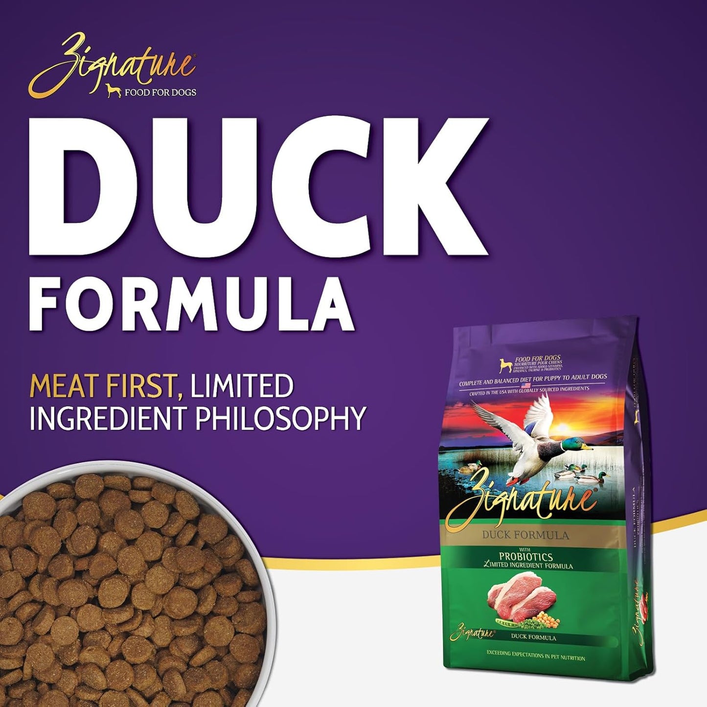 Zignature Duck Formula Dry Dog Food 25lb