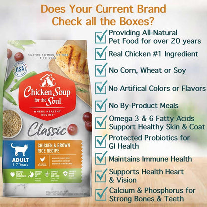 Chicken Soup for the Soul Natural Premium Adult Dry Cat Food Adult Chicken & Brown Rice