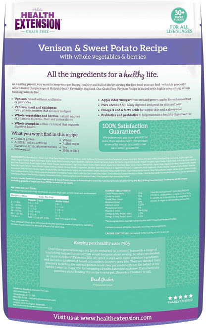 Health Extension Grain Free Venison & Sweet Potato Dry Dog Food