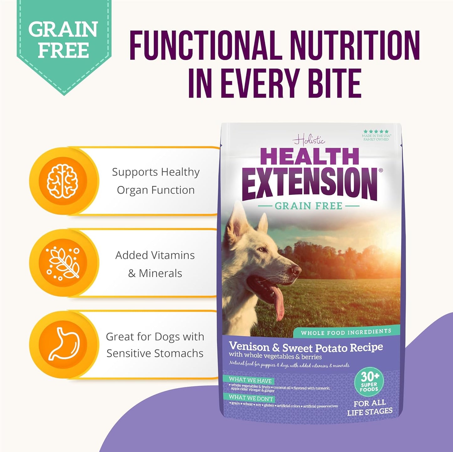 Health Extension Grain Free Venison & Sweet Potato Dry Dog Food
