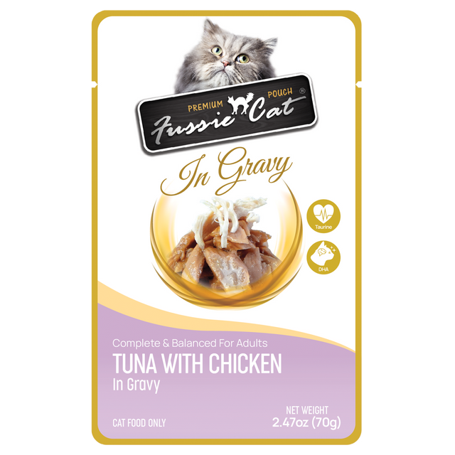 Fussie Cat Premium Tuna w/ Chicken in Gravy Pouch 2.47oz