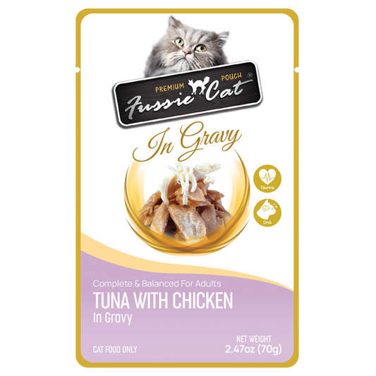 Fussie Cat Premium Tuna w/ Chicken in Gravy Pouch 2.47oz