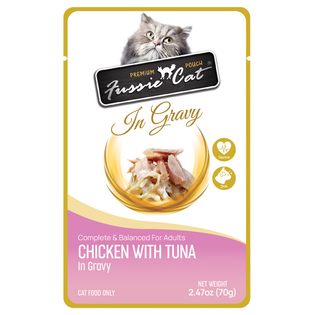Fussie Cat Premium Chicken w/ Tuna in Gravy Pouch 2.47oz