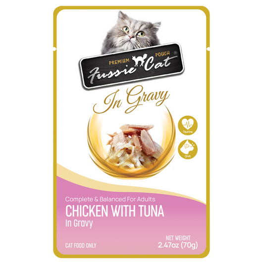 Fussie Cat Premium Chicken w/ Tuna in Gravy Pouch 2.47oz