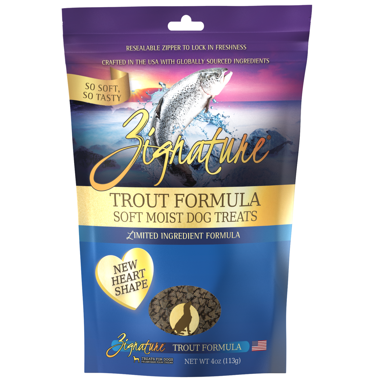 Zignature Trout Heart-Shaped Dog Treats 4oz