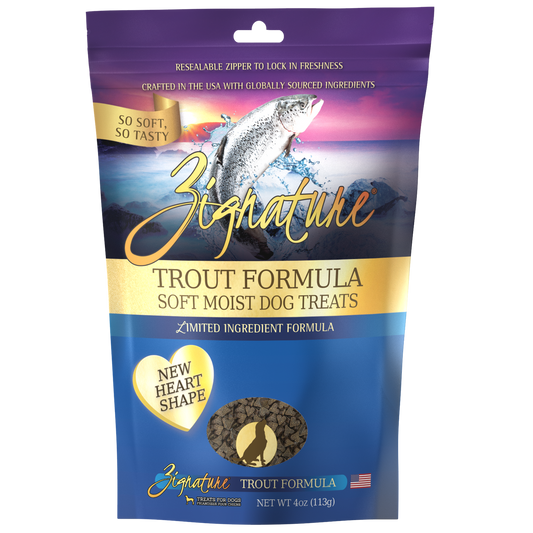 Zignature Trout Heart-Shaped Dog Treats 4oz