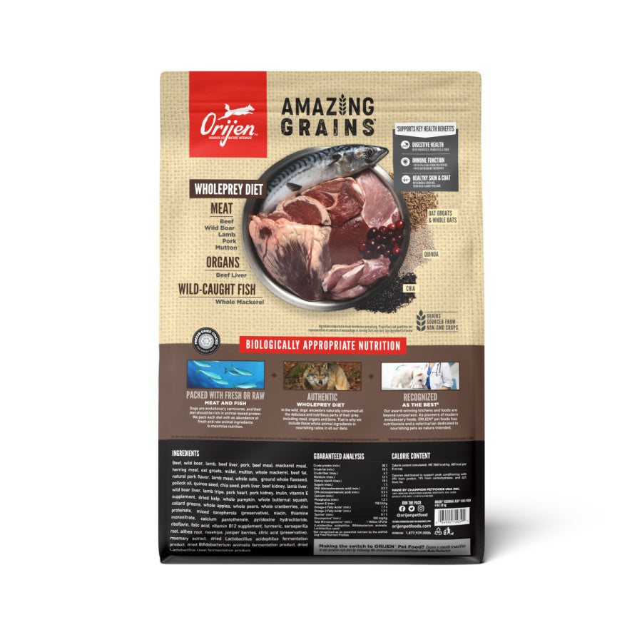 Orijen AMAZING GRAINS Regional Red Dry Dog Food Beef, Boar, Lamb, Pork & Fish