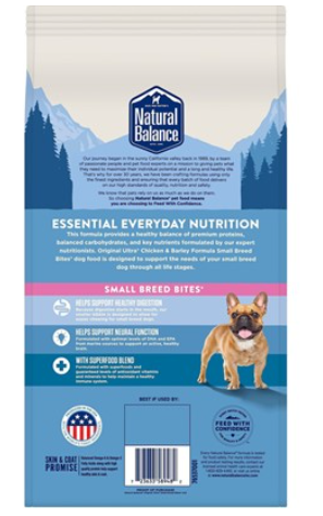 Natural Balance Original Ultra Chicken & Barley Formula Small Breed Bites Dry Dog Food