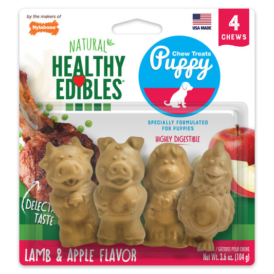 Nylabone Healthy Edibles All-Natural Long Lasting Puppy Chew Treats Lamb & Apple