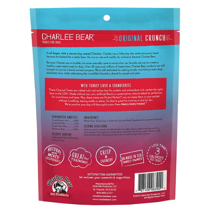 Charlee Bear Original Crunch Dog Treats Turkey Liver & Cranberries