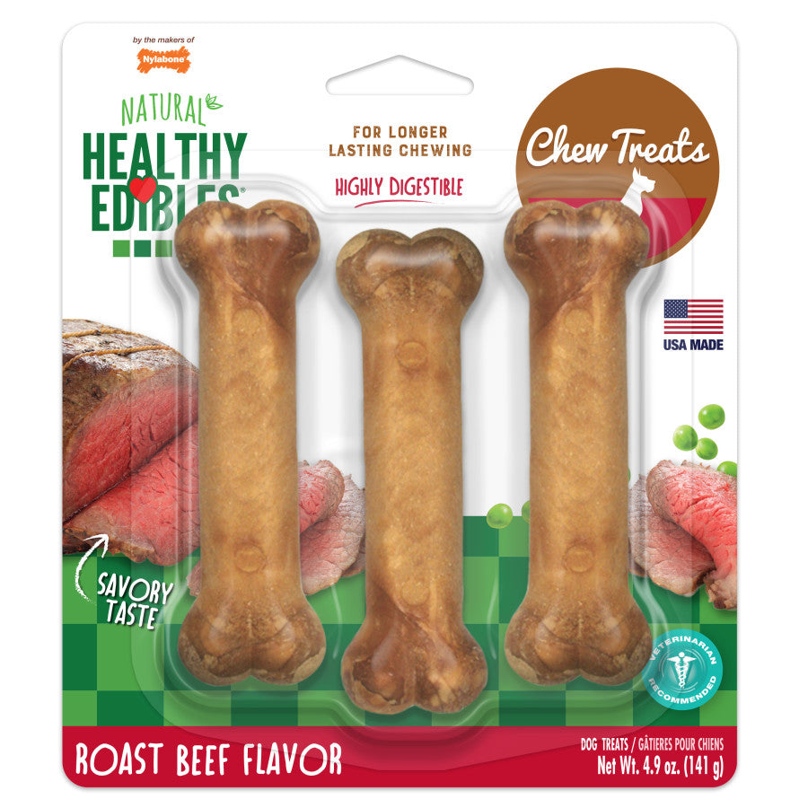 Nylabone Healthy Edibles All-Natural Long Lasting Chew Treats Roast Beef
