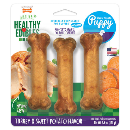 Nylabone Healthy Edibles All-Natural Long Lasting Puppy Chew Treats Turkey & Sweet Potato