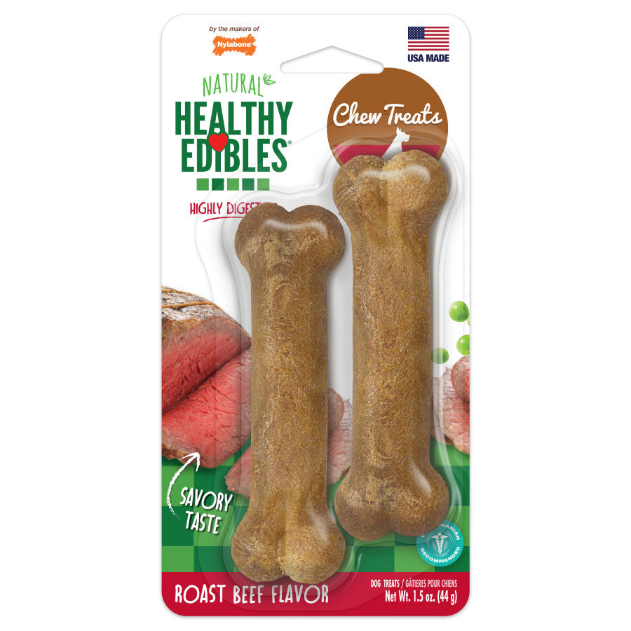 Nylabone Healthy Edibles All-Natural Long Lasting Chew Treats Roast Beef