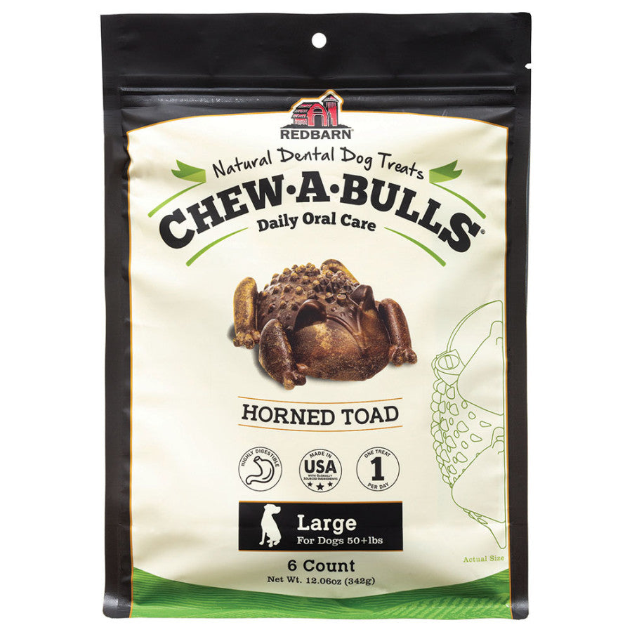 Redbarn Pet Products Chew-A-Bulls Dental Dog Treat Toad