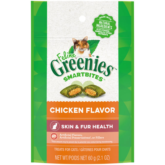Greenies Feline SmartBites Skin & Fur Crunchy & Soft Adult Cat Treats
