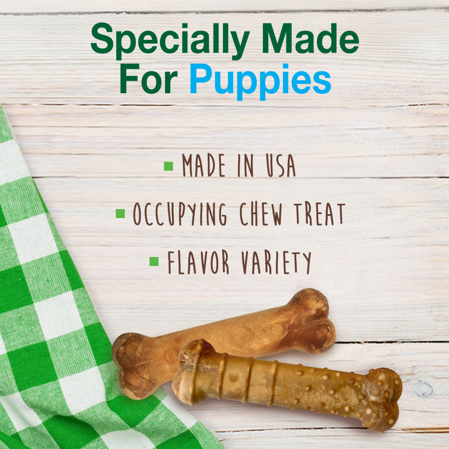 Nylabone Healthy Edibles All-Natural Long Lasting Puppy Chew Treats Roast Beef, Turkey, Apple, Bacon