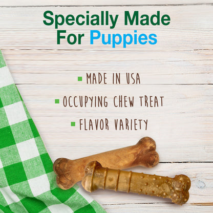Nylabone Healthy Edibles All-Natural Long Lasting Puppy Chew Treats Roast Beef, Turkey, Apple, Bacon