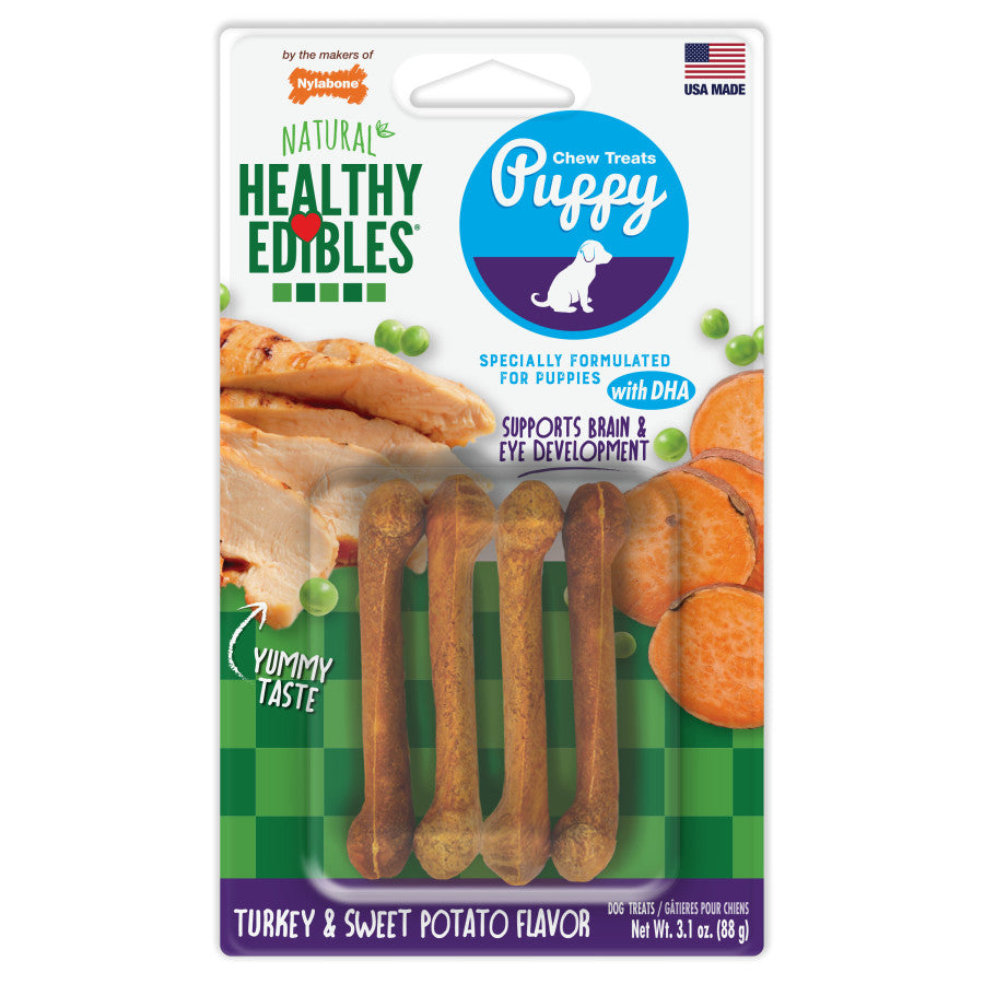 Nylabone Healthy Edibles All-Natural Long Lasting Puppy Chew Treats Turkey & Sweet Potato