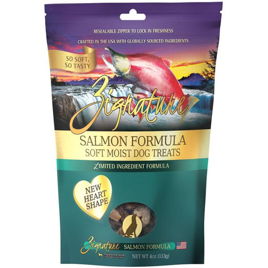 Zignature Salmon Heart-Shaped Dog Treats 4oz
